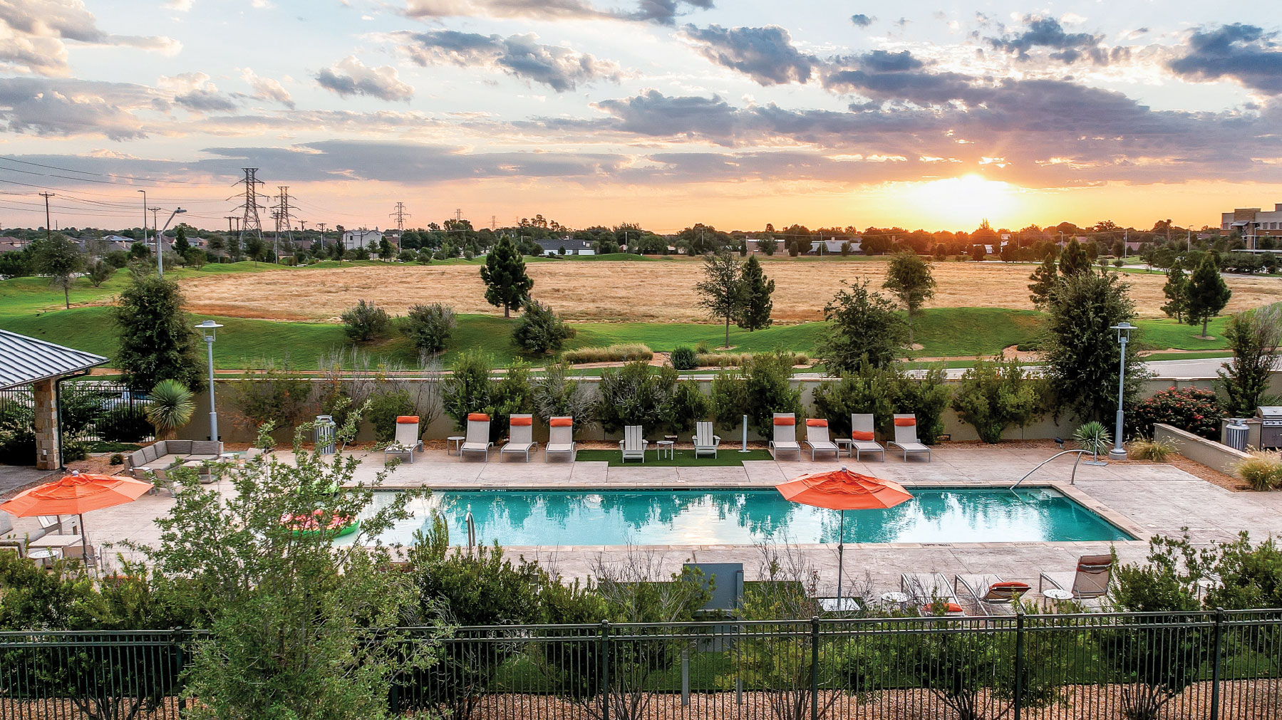 Outdoor pool amenity at the Vineyard Midland