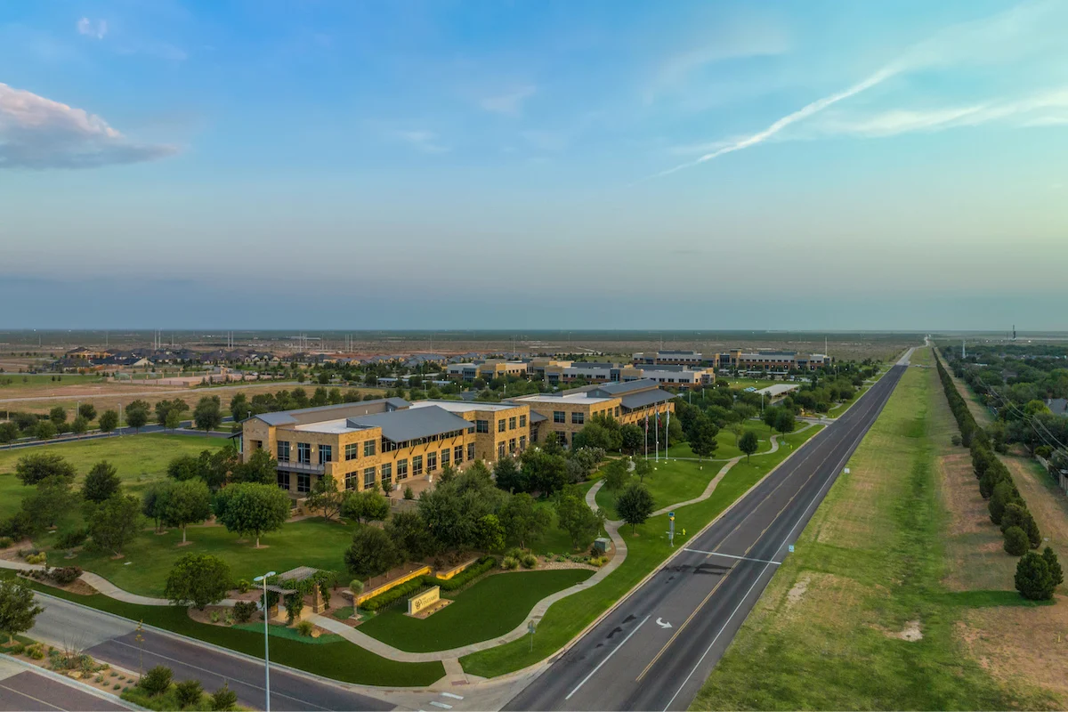 Aerial view of The Vineyard